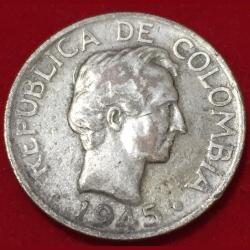 1945 Colombia 20 Centavos Silver Coin #F23