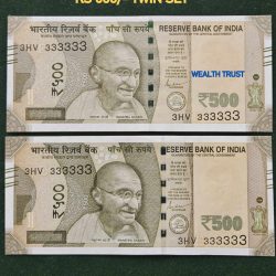 Rs 500 Twin Pair Gem Unc Very Unique Banknote Set SUPER Solid Number 3HV 333333