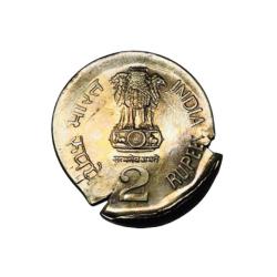 Alternative view of Rs 2 Copper Nickel Massive Error Multiple Strike 2004 Issue National Integration Unique and Rare