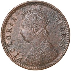 Copper 1/12 Anna of Victoria Empress (AD 1901) of Calcutta Mint Bust Type B Inverted 'V'