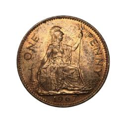 ONE Penny 1967 Issue Queen Elizabeth II GRATIA REGINA