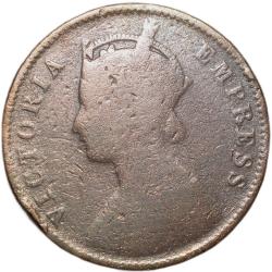 Alternative view of Copper 1/4 Anna of Victoria Empress (AD 1883) of Calcutta Mint Rare Date