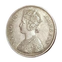 Alternative view of ALWAR STATE Silver Rupee Year 1881 VICTORIA EMPRESS **V. SCARE** High Collectable Grade.