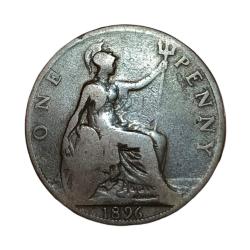 Alternative view of GREAT BRITAIN Copper ONE PENNY Year 1896 Queen VICTORIA **RARE** Collectable Grade.