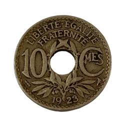 Alternative view of FRANCE 10 CENTIMES Year 1923 Third Republic Coinage **RARE** Collectable Grade.