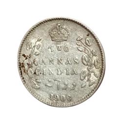 British India Silver 2 ANNAS Year 1906 King EDWARD-VII in High Collectable Grade.