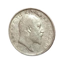 Alternative view of British India Silver 2 ANNAS Year 1906 King EDWARD-VII in High Collectable Grade.