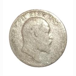 Alternative view of British India Silver 2 ANNAS Year 1910 King EDWARD-VII in Used Condition.