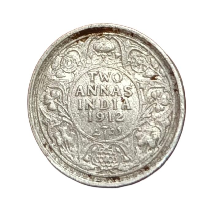 British India Silver 2 ANNAS Year 1912 King GEORGE-V Collectable Grade.