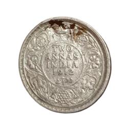 British India Silver 2 ANNAS Year 1912 King GEORGE-V Collectable Grade.