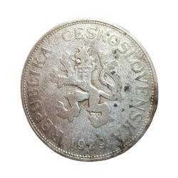 CZECHOSLOVAKIA REPUBLIC Silver 5 KORUN Year 1929 KREMNICA Mint **V. SCARE** Used Condition.