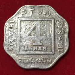 Alternative view of 4 Anna's 1919 George V British India Rare Coin #N43