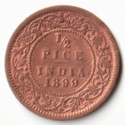 Rare 1/2 Pice 1899 Copper Coin of Victoria Empress Standard Circulation Coin of British India