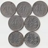 7 Coins Lot of One, Two Rupees Different Dates Set of Aluminium Coin of Republic India