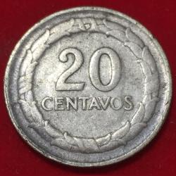 Alternative view of 1951 Colombia 20 Centavos Silver Coin #F24