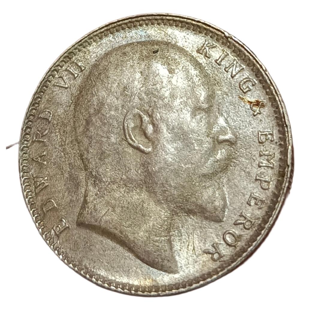 British India Silver Rupee Year 1910 King EDWARD-VII High Collectable Grade. - Image 2