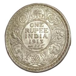 British India Silver Rupee Year 1913 King George-V **Scare** High UNC Grade.