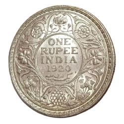British India Silver Rupee Year 1920 King GEORGE-V Top BUNC Grade.