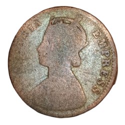 Alternative view of BIKANER STATE Copper ONE QUARTER ANNA Year 1895 VICTORIA EMPRESS Used Condition.