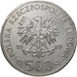 Alternative view of Nickel 500 Zlotych Of Poland Country (Ad 1989) With Polish Ruler