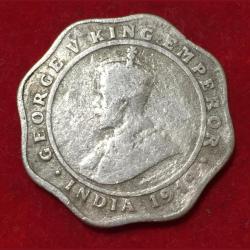4 Anna's 1919 George V British India Rare Coin #N43