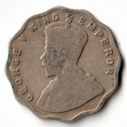 Alternative view of Rare One Anna 1918 Copper-Nickel Coin of Bombay Mint King George V British India Coinage