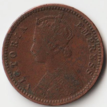 Extremely Rare 1/12 Anna 1892 Copper Coin of Victoria Empress British India Coinage