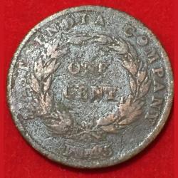 Alternative view of Straits Settlements 1 Cent - Victoria 1845 Rare Coin #B119