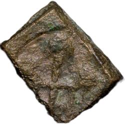Copper Coin of Pre-Satavahana(200 BC) with Chhatra/Spear in Railing Uniface