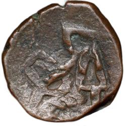 Copper Paisa of Dhar State(17th-18th Cen. AD) Anonymous Type Unlisted in KM with Spear/Nagari Ji