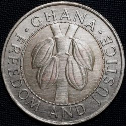 Bi-Metallic 100 Cedis of Ghana Country (AD 1999) with Cocoa Plants