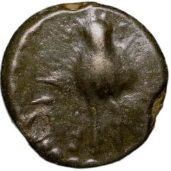 Potin Coin of Western Kshatrapa(1st - 3rd Cen. AD) Bull Facing within Beaded Border Rare