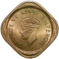 Nickel-Brass 1/2 Anna of George VI (AD 1942) of Bombay Mint in UNC Grade Rare