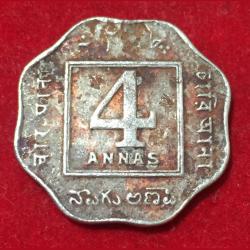 Alternative view of 4 Anna's 1920 George V British India Rare Coin #N44