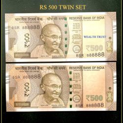 Rs 500 Twin Pair Gem Unc Very Unique Banknote Set SUPER Solid Number 8SR 888888