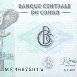 100 Francs of Congo Country (AD 2022) with African Bush Elephant (Loxodonta africana) at Virunga National Park