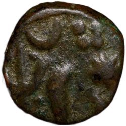 Alternative view of Rare Copper Paisa of Jawad Mint of Gwalior State(1700-1800 AD) with Scimitar/Floral Bud