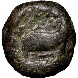 Copper 1/4 Dam of Akbar(AD 1556-1605) of Berar Mint ilahi Farwardin 4X