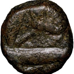 Alternative view of Copper 1/4 Dam of Akbar(AD 1556-1605) of Berar Mint ilahi Farwardin 4X