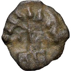 Alternative view of Cast-Copper Coin of Ancient City-State Sukatimati (2nd Cen. BC) with Horse/Tree Railing