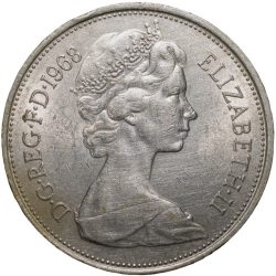 Old Heavy Copper-Nickel 10 New Pence of Elizabeth II(AD 1968) from United Kingdom/Great Brittain