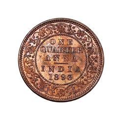 Alternative view of 1 Quarter ANNA Copper Top Quality Victoria Empress Issue Unique Collection Date 1893