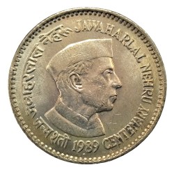 1 Rupee 1989 Commemorative Coin of Jawahar Lal Nehru bombay mint Extremely Fine Condition