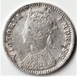 Alternative view of Rare 1/4 Rupee Key Date 1887 Silver British India Coin Victoria Empress