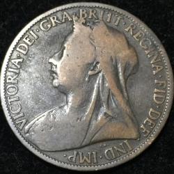 1900 United Kingdom 1 Penny - Victoria 3rd portrait One Penny Big Size Lowest Price Coin #V65