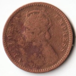 Alternative view of 1/12 Anna 1895 Copper Coin of Victoria Empress British India Coinage