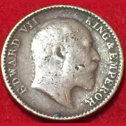 Alternative view of 1906 India - British ¹⁄₁₂ Anna - Edward VII Rare Coin Lowest Price #F74