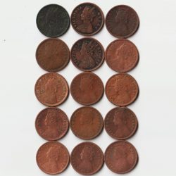 Rare 15 Coins Set of One Quarter Anna 1875 to 1901 Copper Coins Set of Victoria Empress British India Coinage