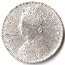 Alternative view of Half Rupee 1899 Calcutta Mint of Victoria Empress SCARE Collectible British India Silver Coin
