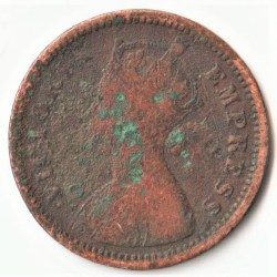 Alternative view of Extremely Rare 1/2 Pice 1885 of Victoria Empress of Copper British India Coins